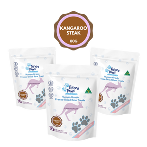 FP Freeze-Dried Raw Kangaroo Steak Treats 80g x 3 Bags (Bulk Buy 240g)