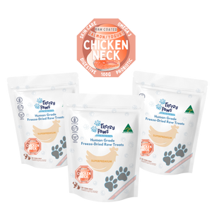 FP Freeze-Dried Raw Salmon Coated Chicken Neck Treats 100g x 3 bags (Bulk Buy 300g)