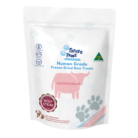 Freezy Paws Superpremium Human Grade Freeze-Dried Raw Grass Fed Beef Steak Treats 70g